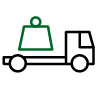 Transporter with heavy cargo icon
